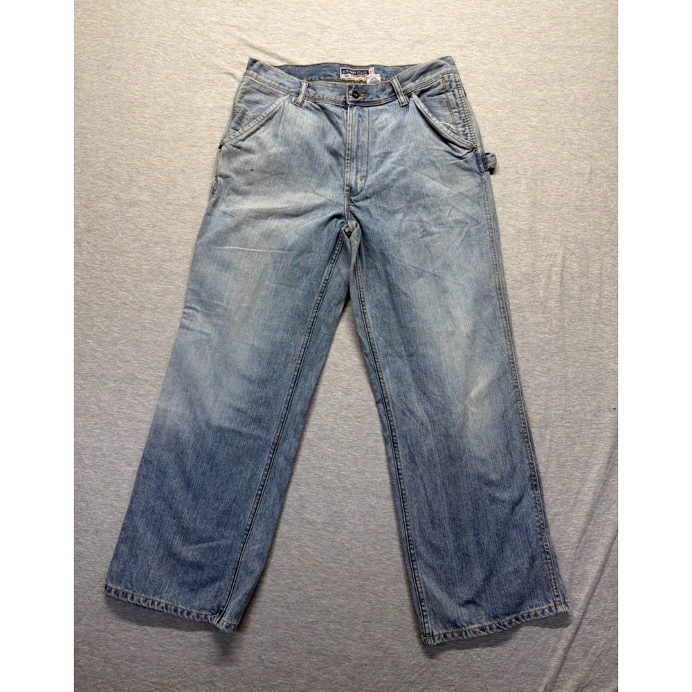Old Navy Carpenter Jeans Mens 32x30 (Fits 33x29) Blue Denim Medium Wash Wide Leg